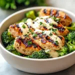 Delicious Grilled Chicken & Broccoli Bowls with Creamy Garlic Sauce