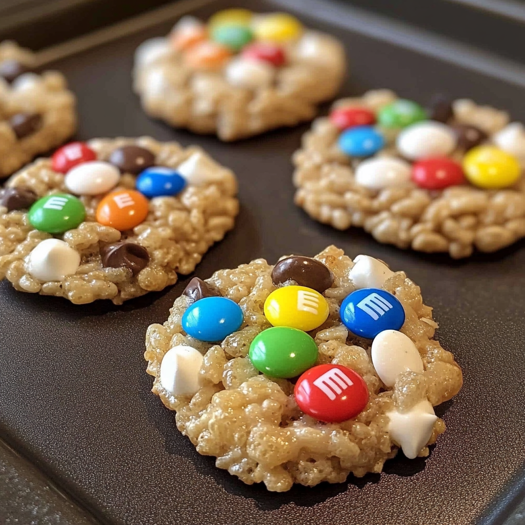 M&M Rice Krispies Cookies
