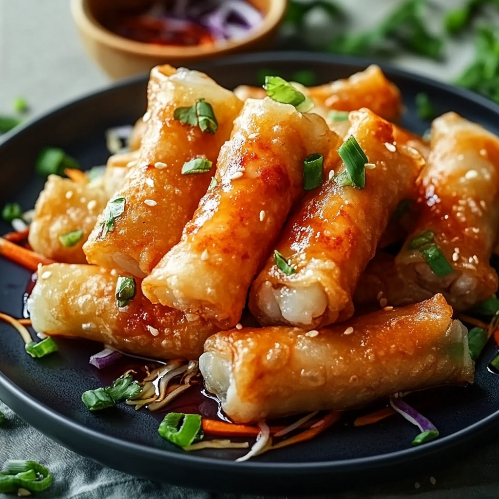 Recipe preparation for Crispy Shrimp And Cabbage Egg Rolls