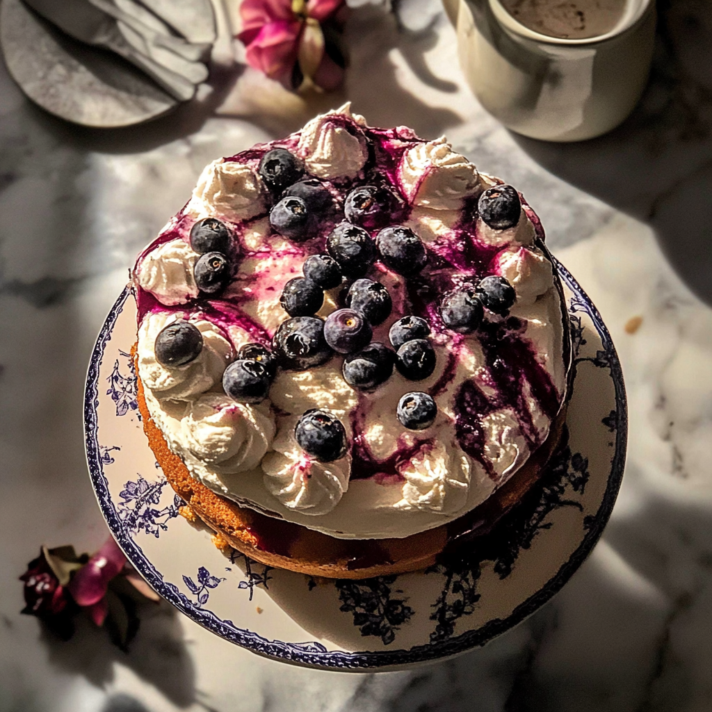 Recipe preparation for Blueberry Ricotta Pudding Cake