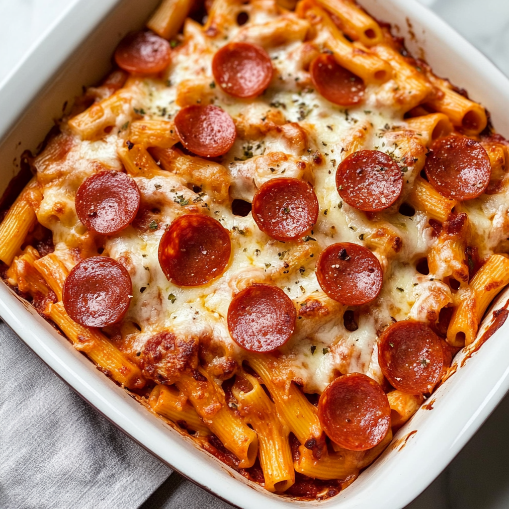 Recipe preparation for Easy Pizza Pasta Bake