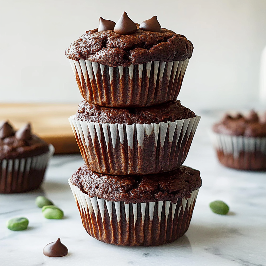 Recipe preparation for Double Chocolate Zucchini Muffins