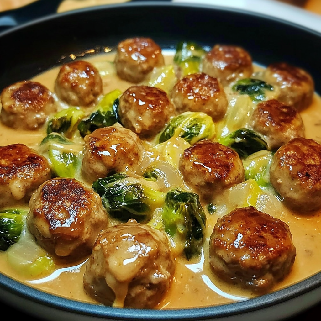 Recipe preparation for Hearty Brussels Meatballs