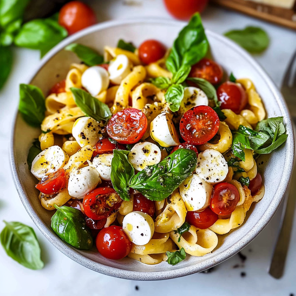 Recipe preparation for Caprese Pasta Salad Recipe