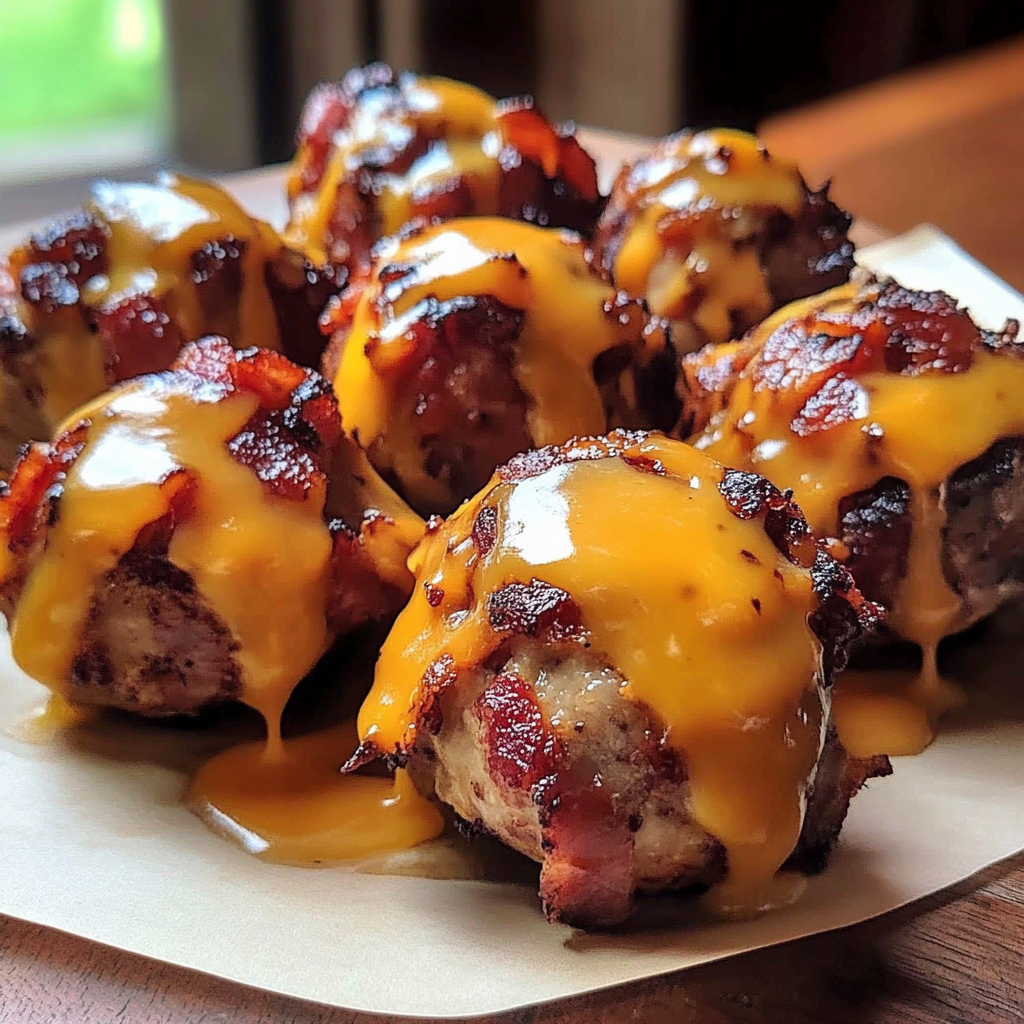 Recipe preparation for Cheddar Stuffed BBQ Bacon Bombs