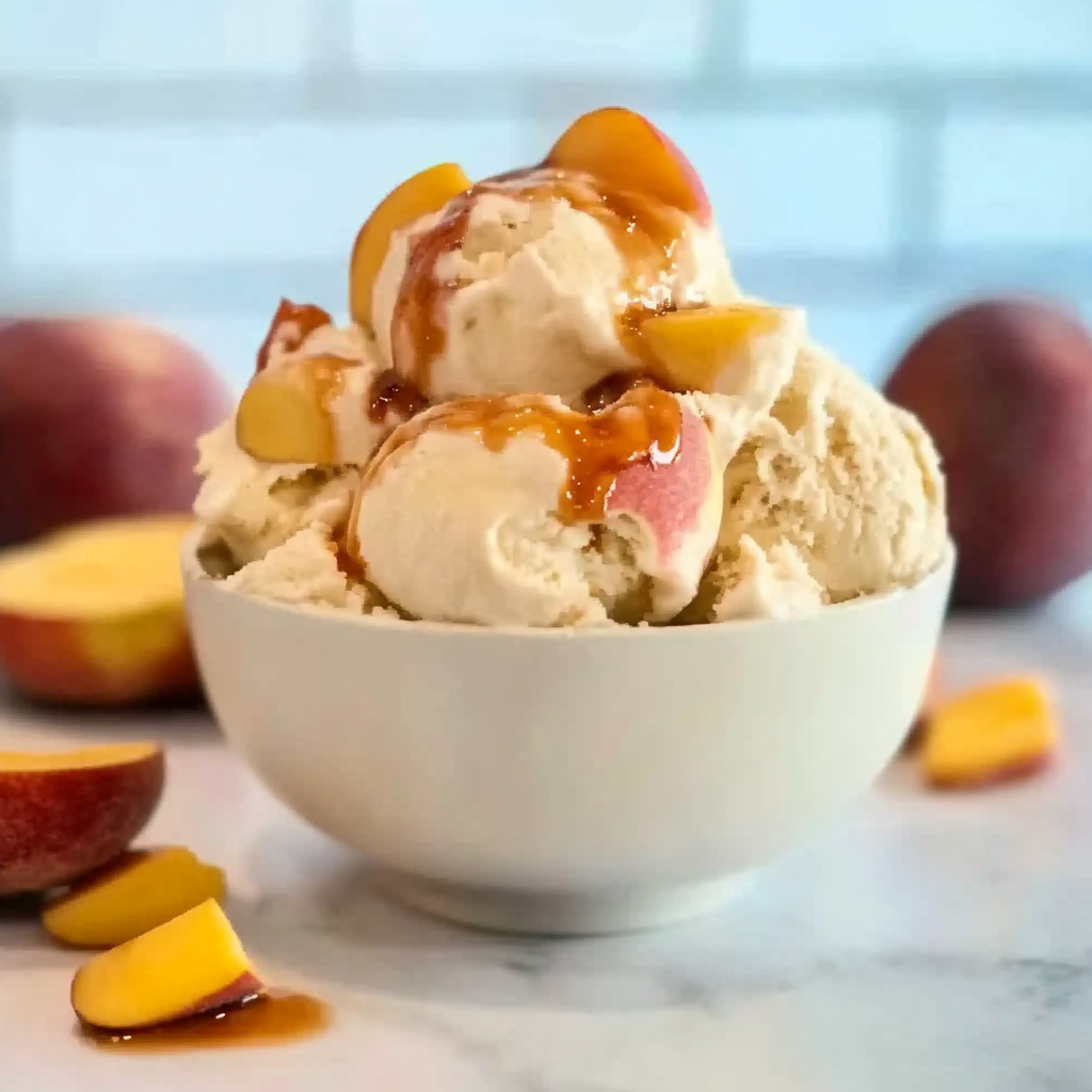 Recipe preparation for Summer Peach Ice Cream
