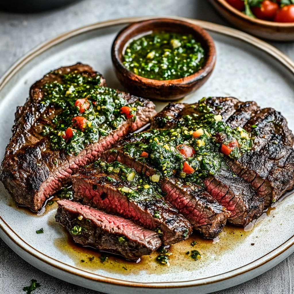 Recipe preparation for Chimichurri Grilled Steak