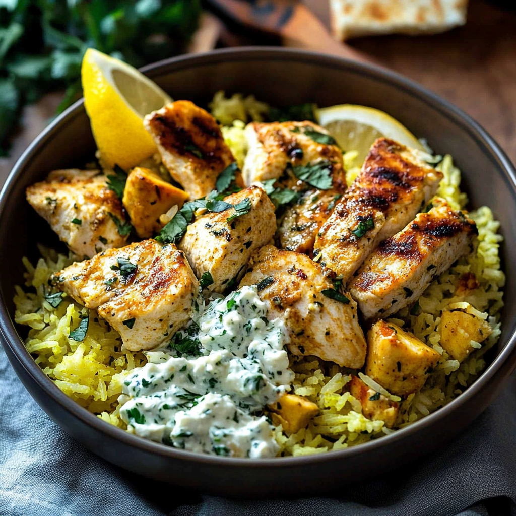 Recipe preparation for Dump and Bake Chicken Tzatziki Rice