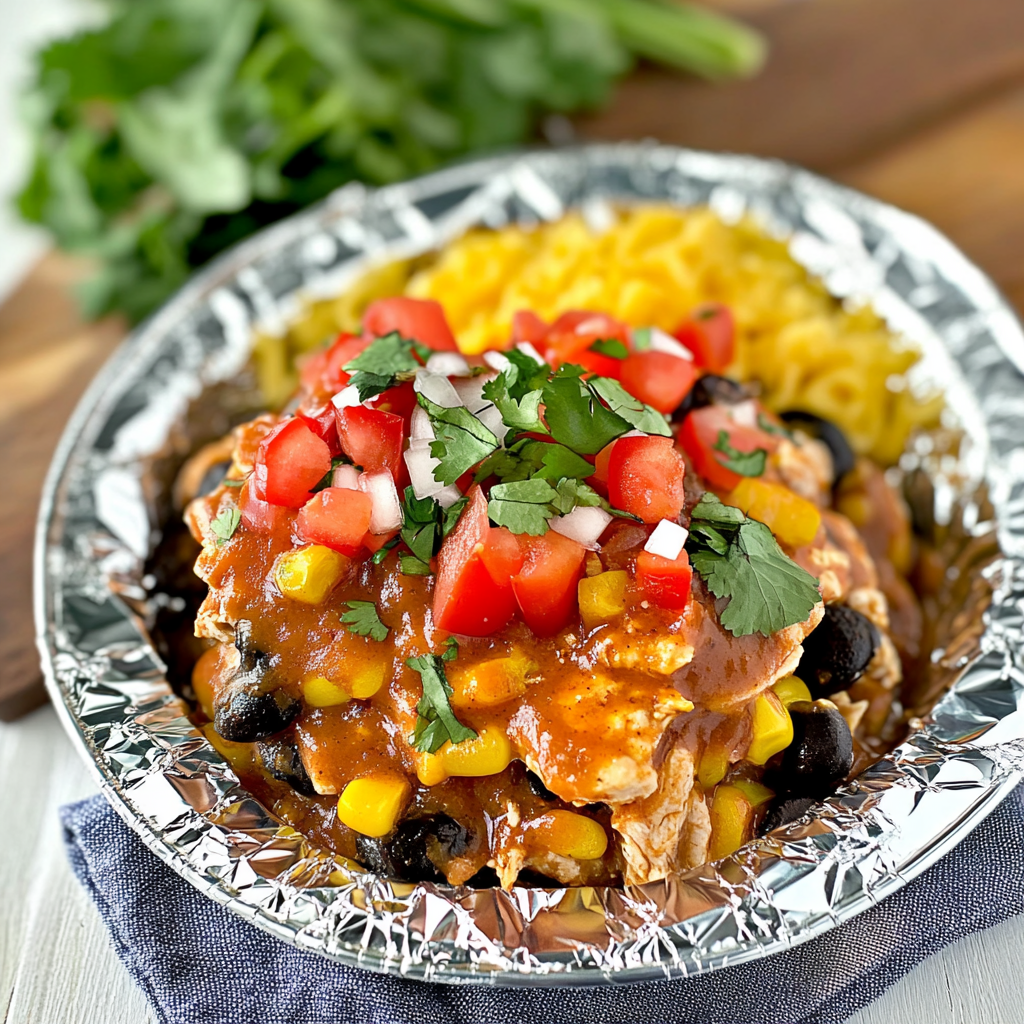 Recipe preparation for Santa Fe Chicken Foil Packets