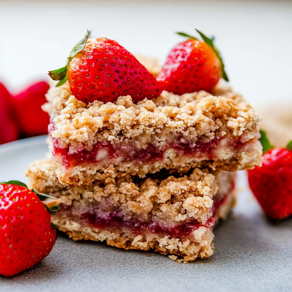 Recipe preparation for Strawberry Oatmeal Crumble Bars