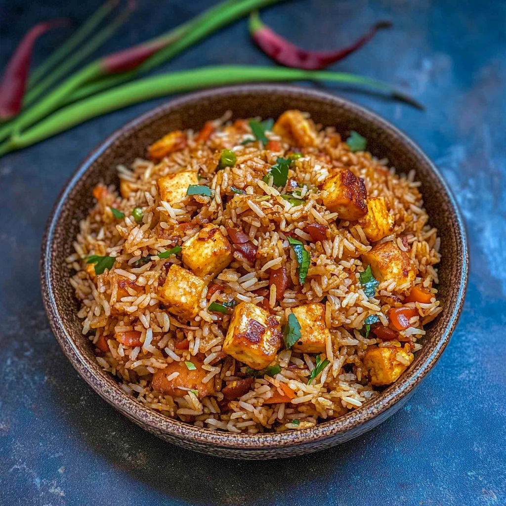 Recipe preparation for Schezwan Paneer Fried Rice