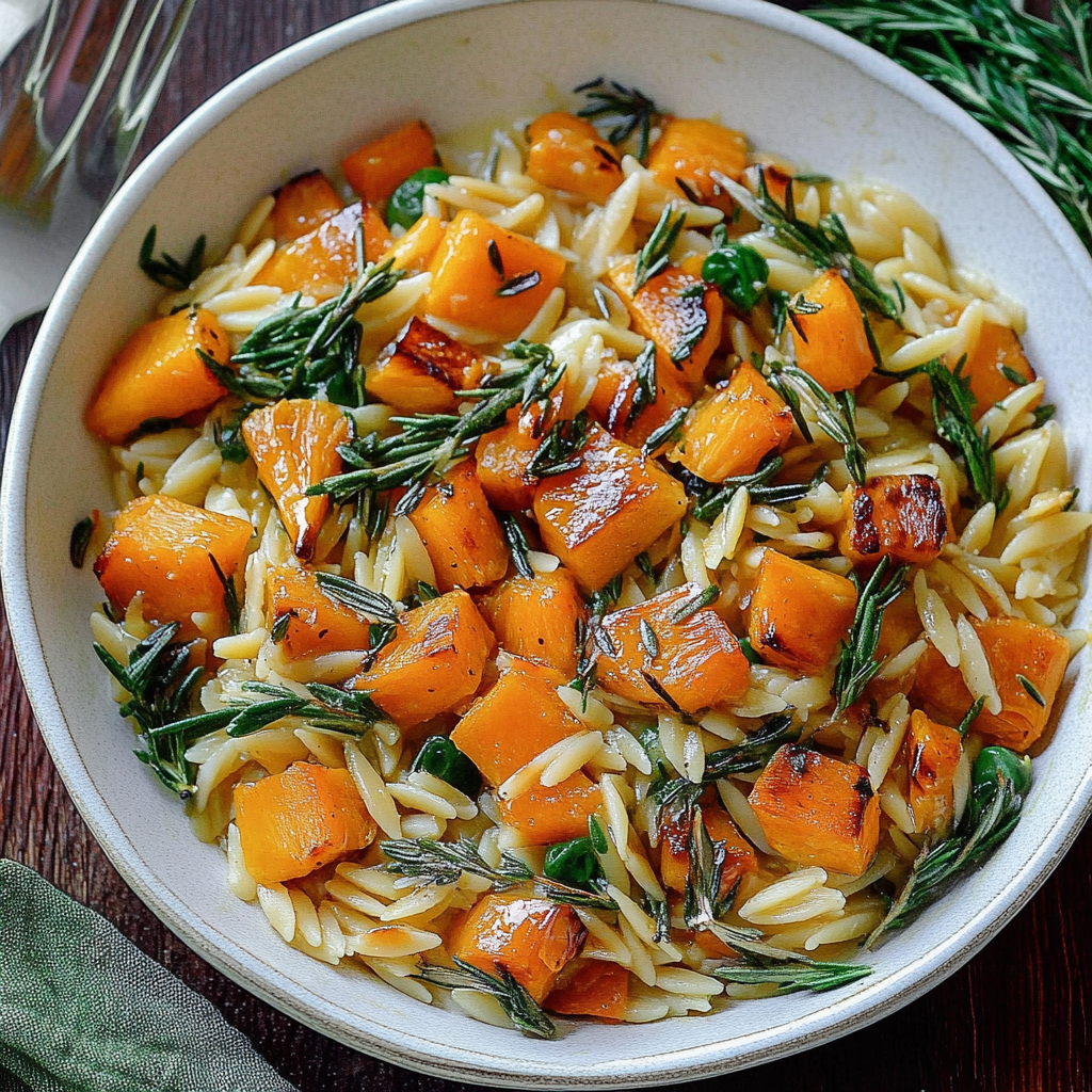Recipe preparation for Orzo with Roasted Butternut Squash