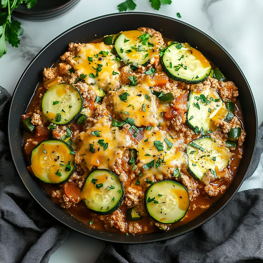 Recipe preparation for Ground Turkey and Zucchini Skillet