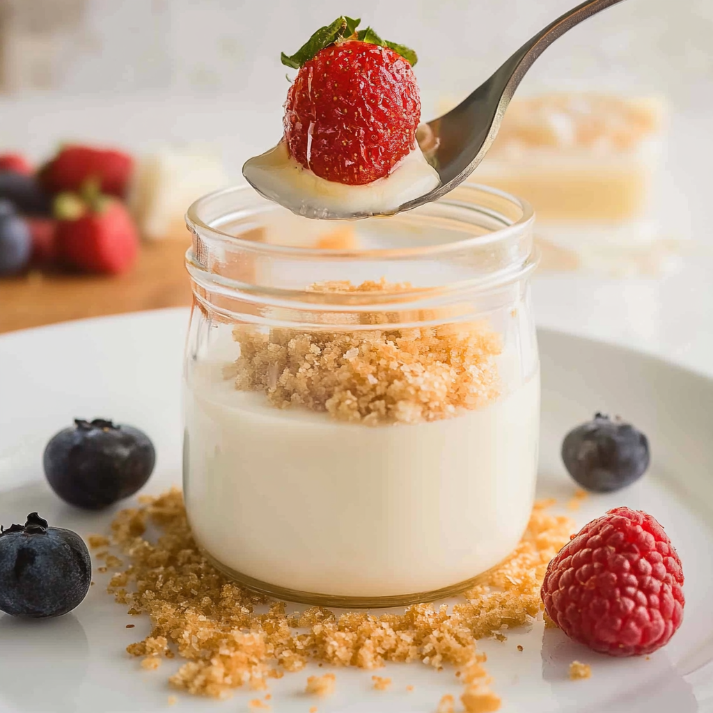 Recipe preparation for No-Bake Cheesecake Greek Yogurt Cups