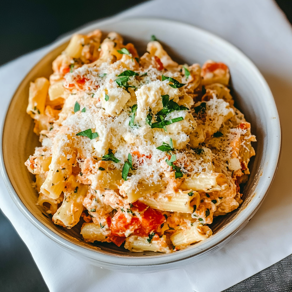 Recipe preparation for Boursin Cheese Baked Pasta