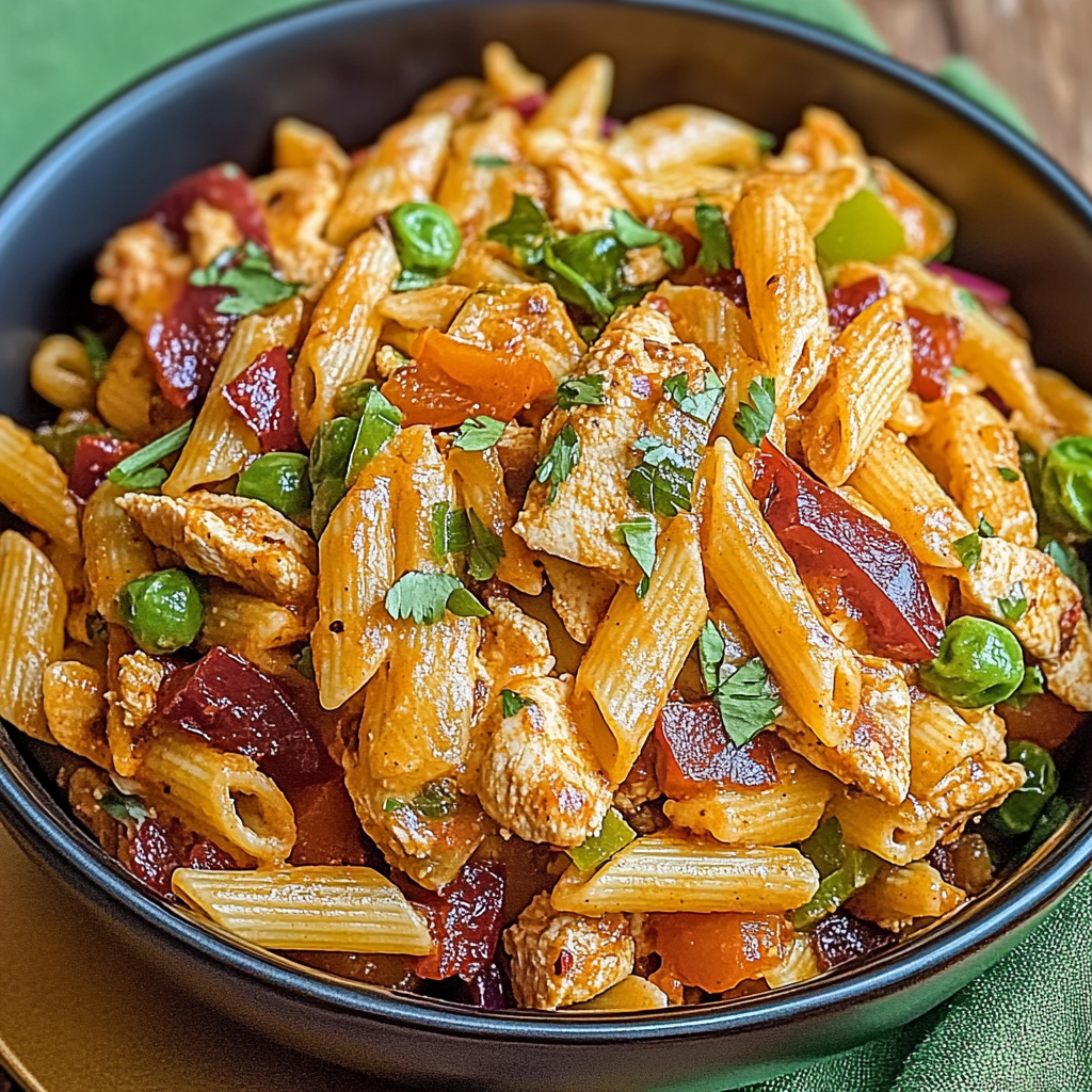 Recipe preparation for Chicken Fajita Pasta Salad Recipe