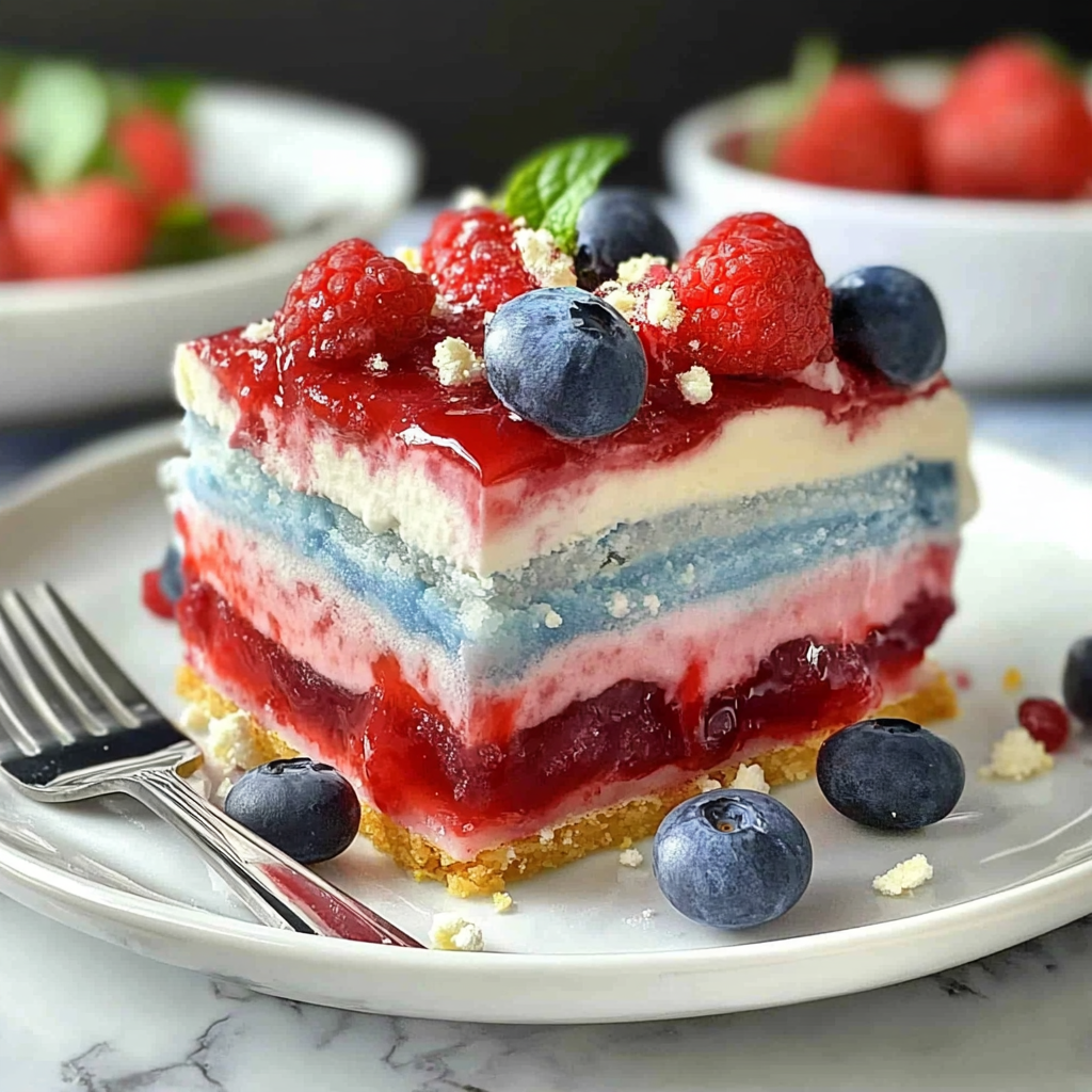 Recipe preparation for Summer Berry Jello Lasagna
