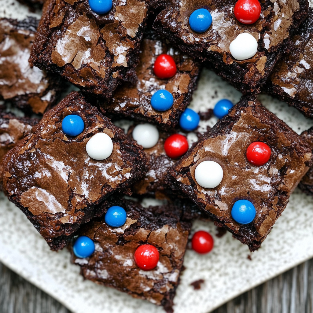 Recipe preparation for 4th of July Gooey Brownies
