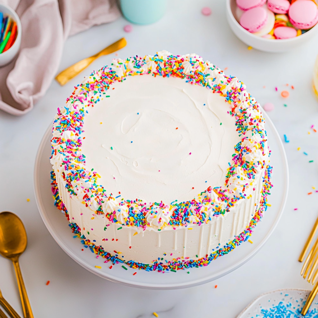 Recipe preparation for Funfetti Ice Cream Cake