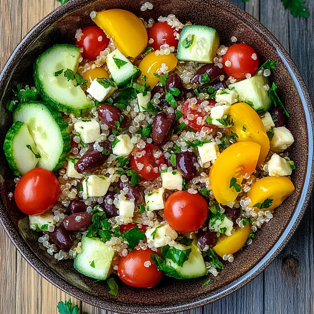 Recipe preparation for Mediterranean Quinoa Salad