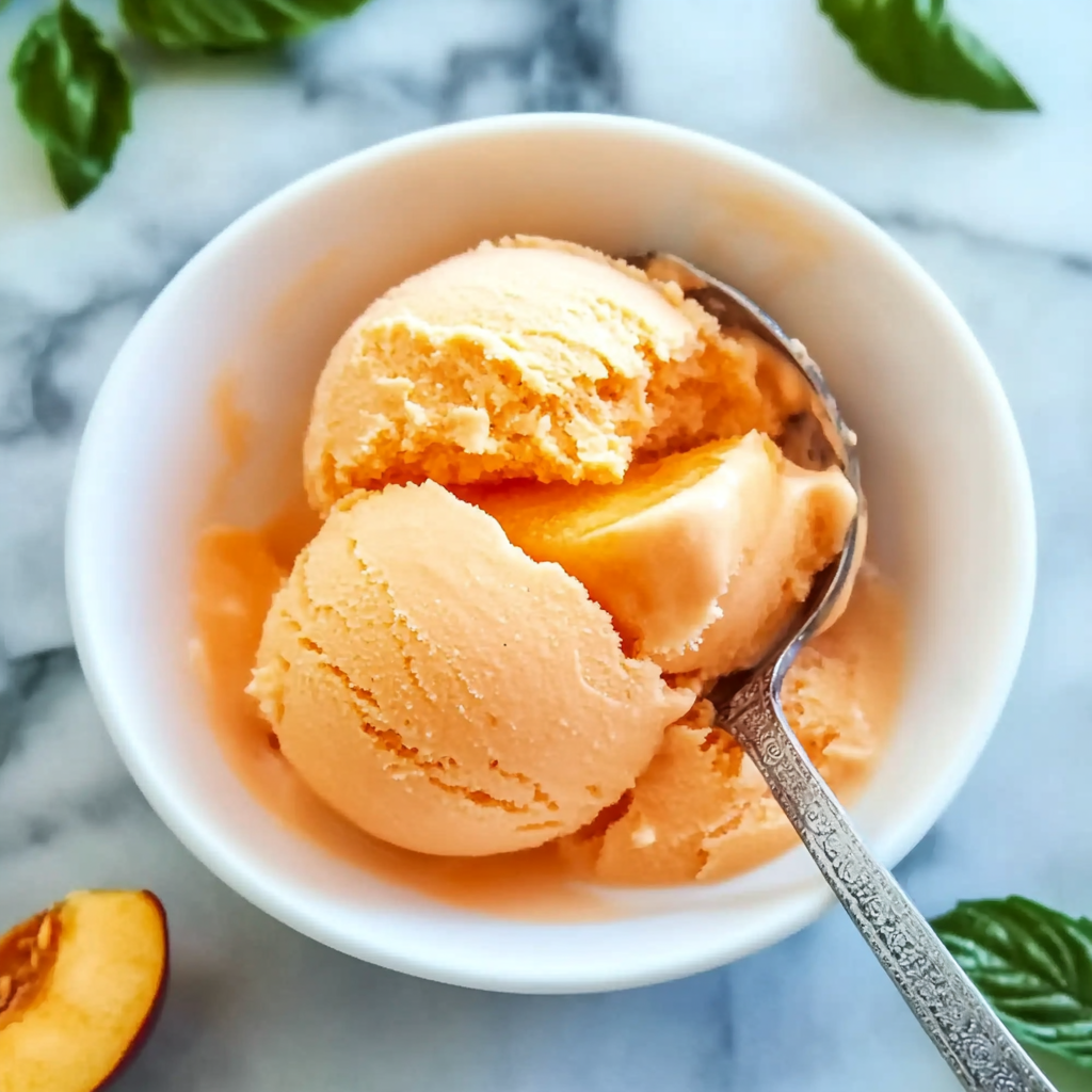 Recipe preparation for Easy 4-Ingredient Peach Sorbet Recipe