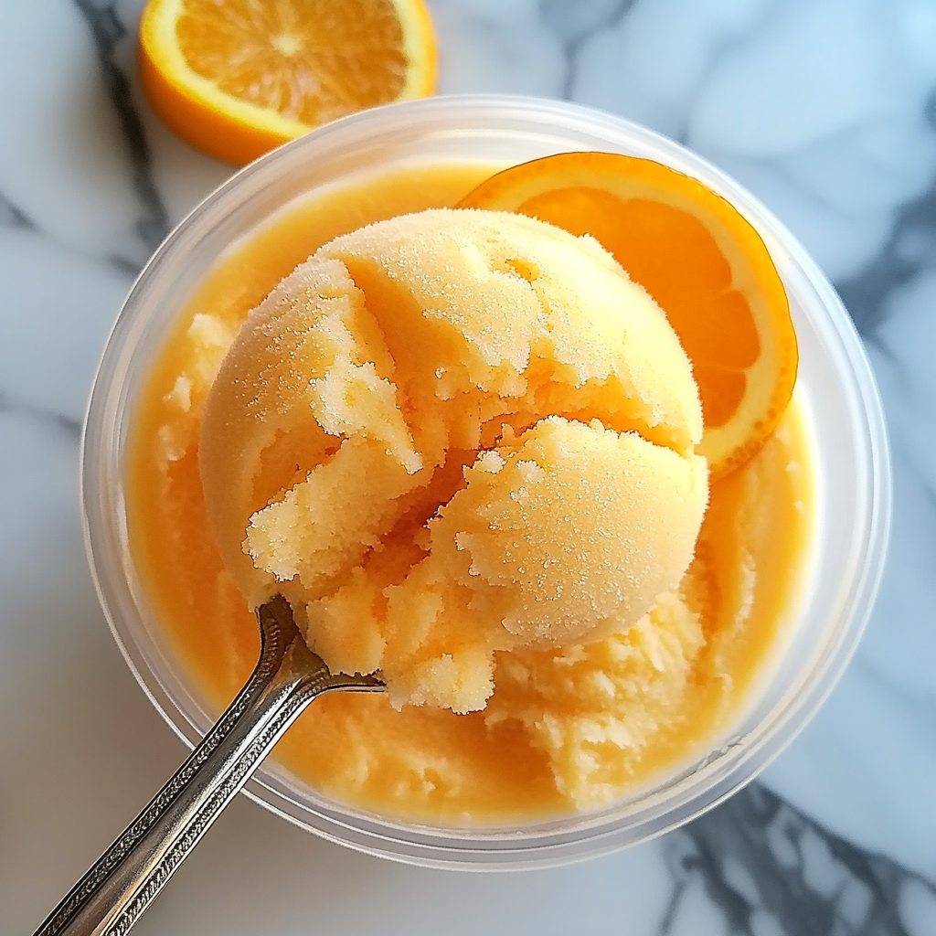 Recipe preparation for Alton Brown’s Easy Orange Sherbet