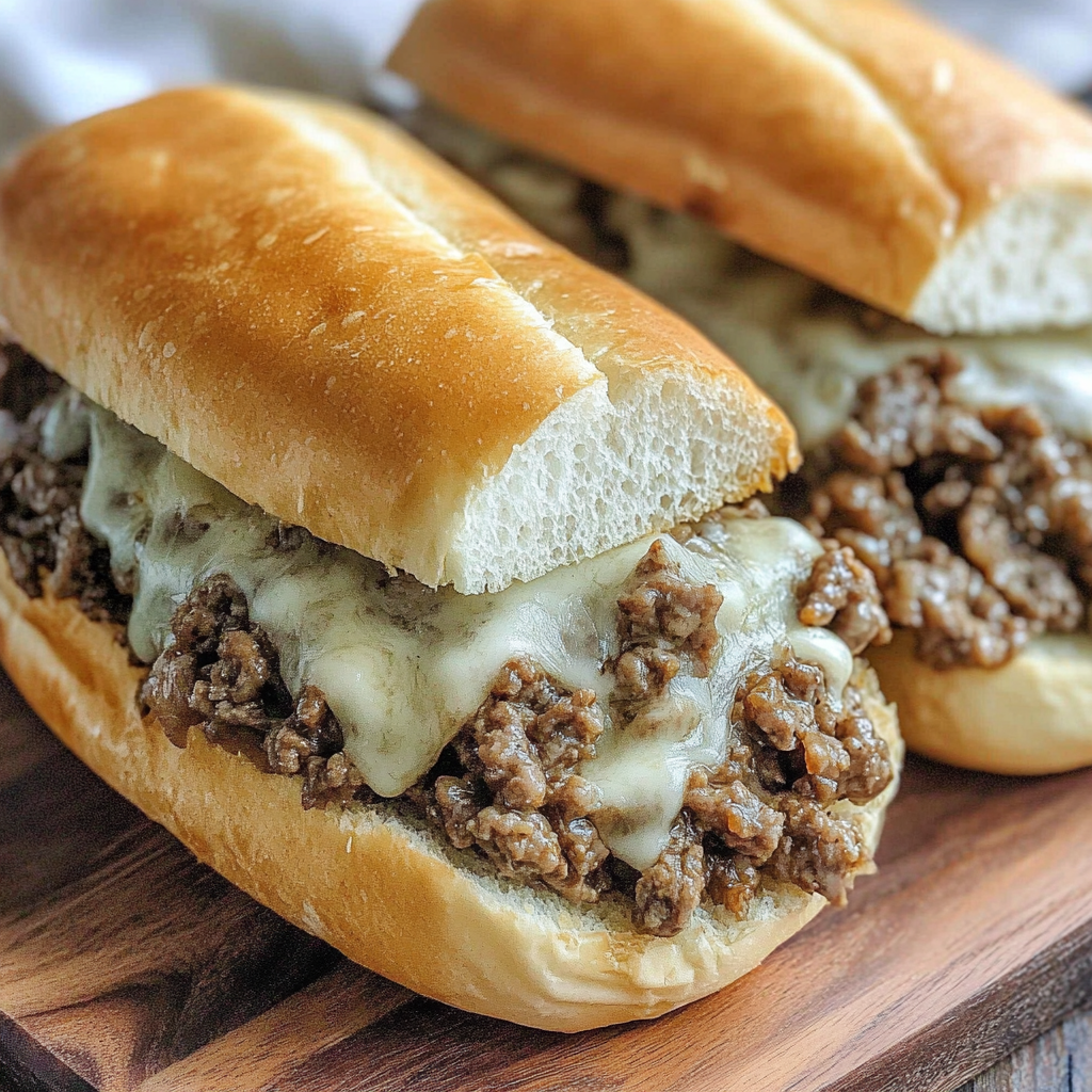 Recipe preparation for Slow Cooker Ground Beef French Dip Sandwiches