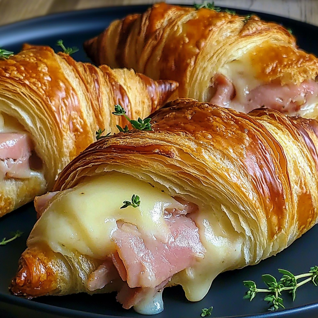 Recipe preparation for Air Fryer Ham Cheese Croissants