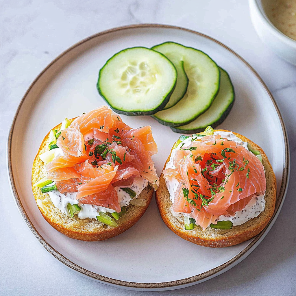 Recipe preparation for Smoked Salmon Bagel