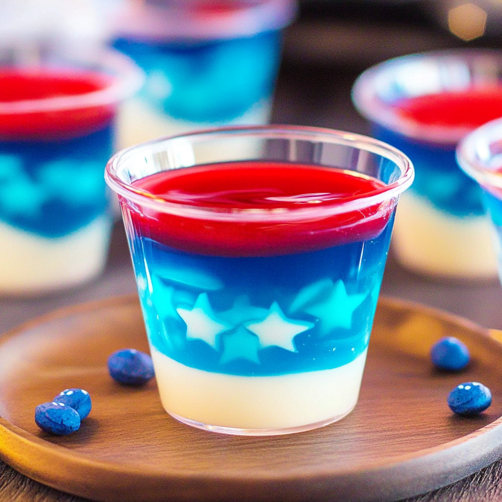 Recipe preparation for Red White & Blue Jello Shots