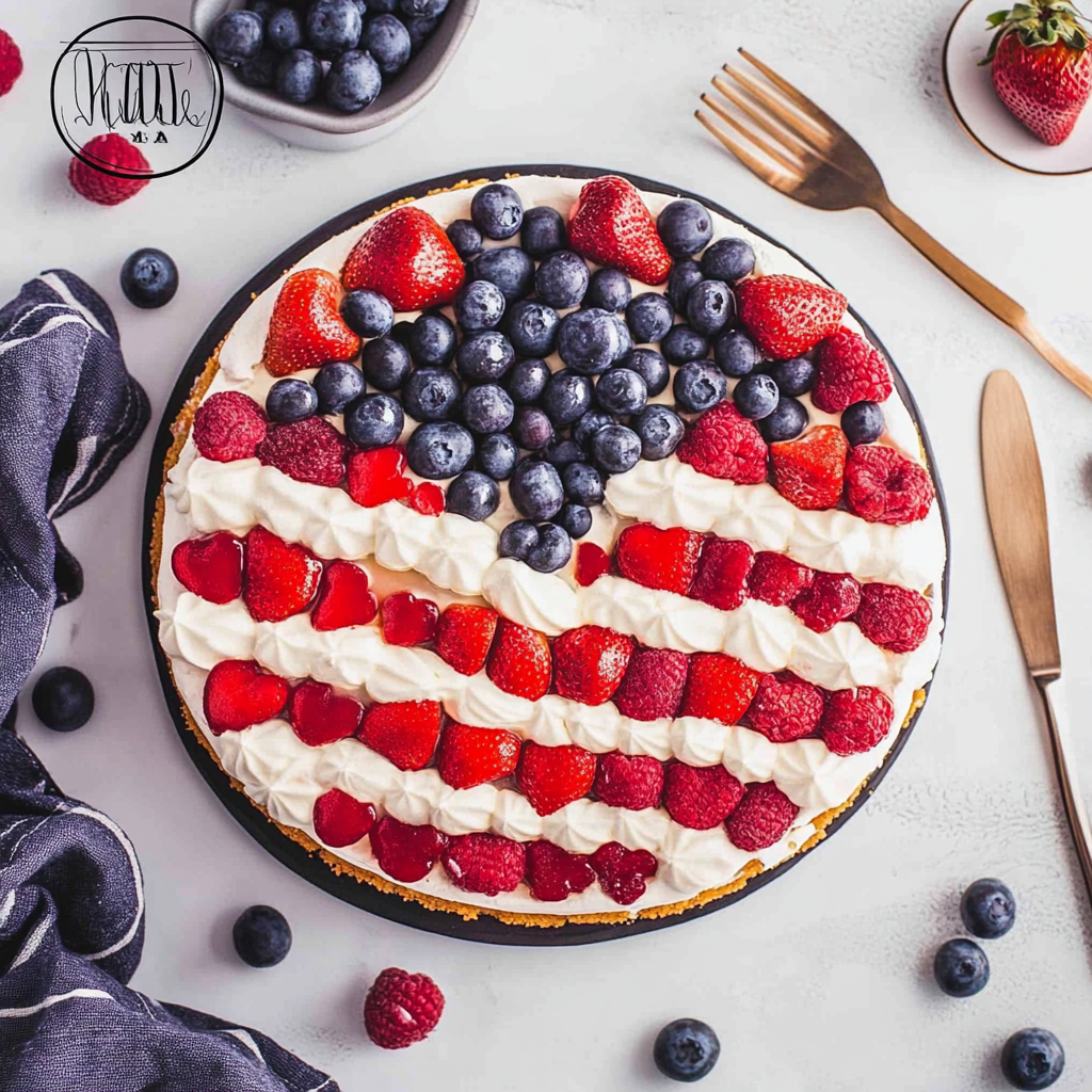 Recipe preparation for Red White & Blue Fruit Pizza