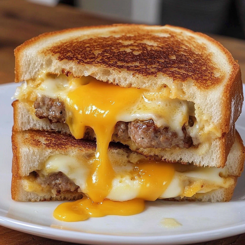 Recipe preparation for Breakfast Grilled Cheese Sausage Egg