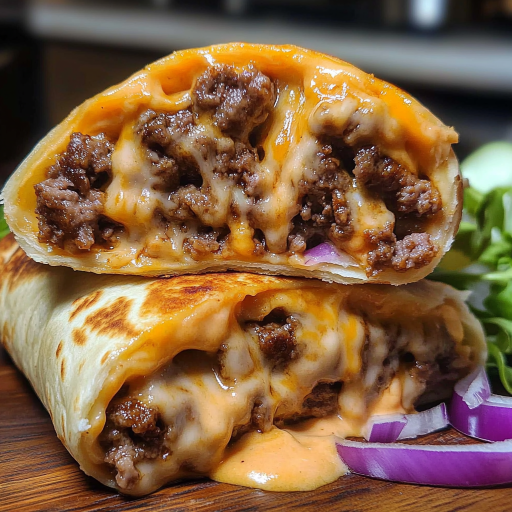 Recipe preparation for Cheeseburger Burritos