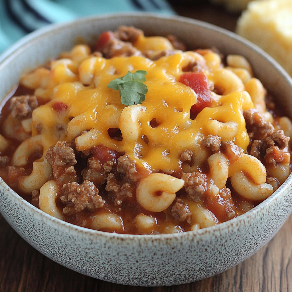 Recipe preparation for Crock Pot Cheddar Chili Mac