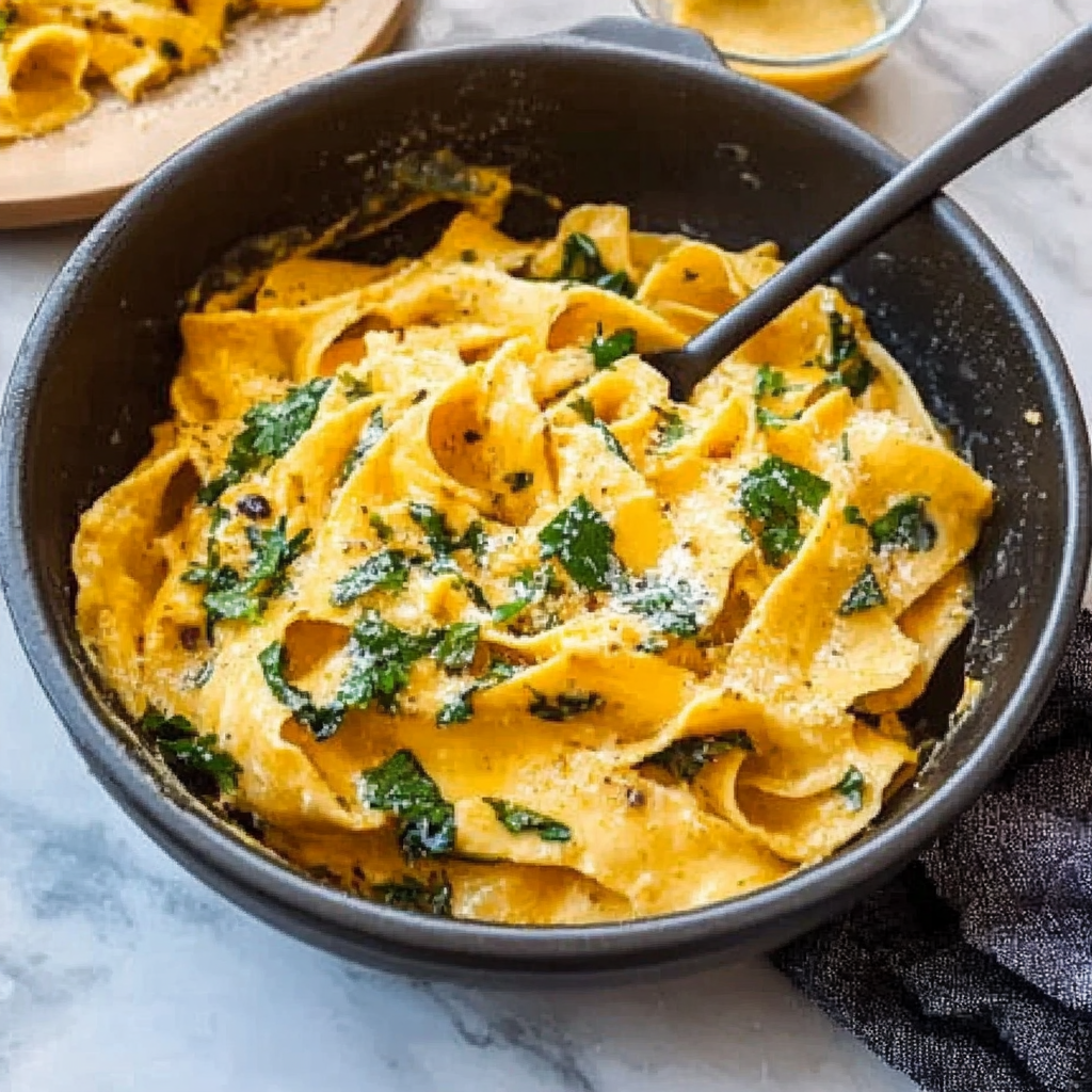 Recipe preparation for Pumpkin Alfredo