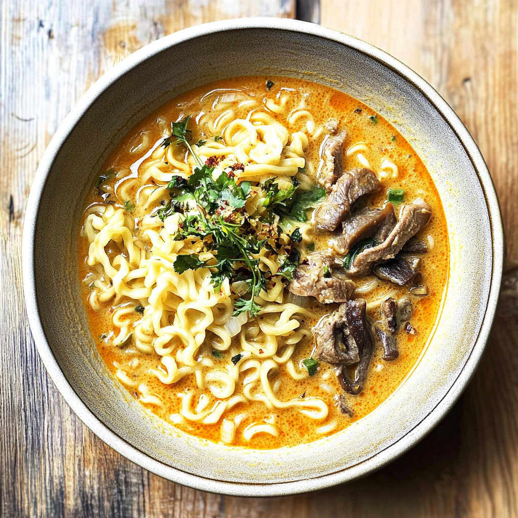 Recipe preparation for Spicy Coconut Curry Ramen