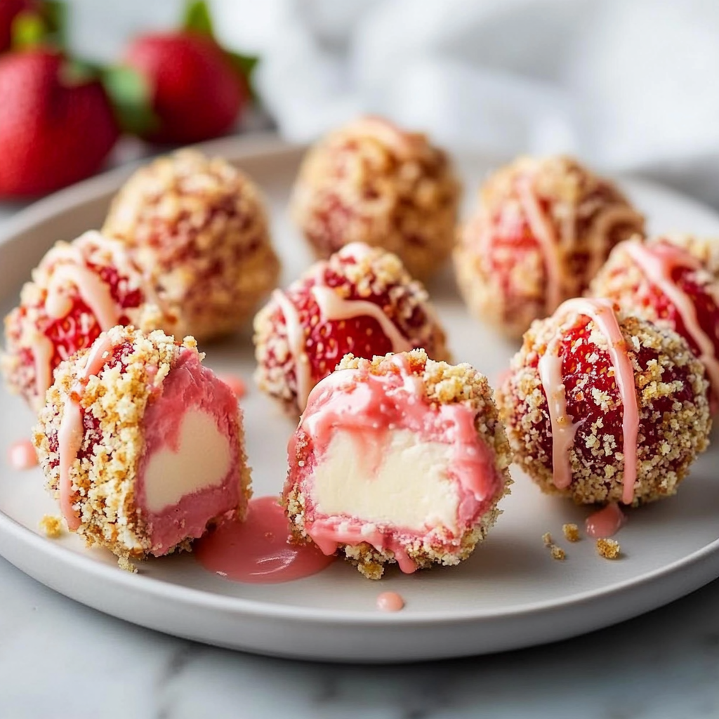 Recipe preparation for strawberry cheesecake crunch bites