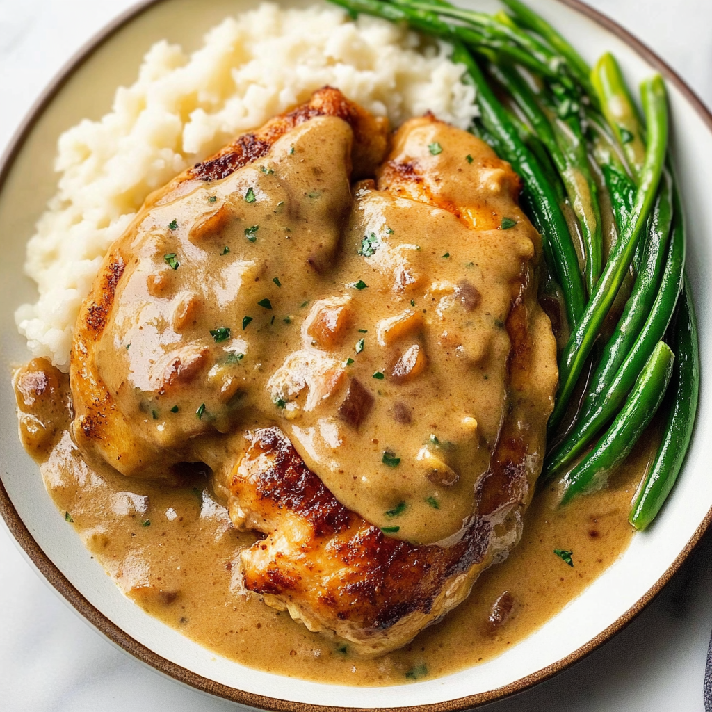 Recipe preparation for Smothered Chicken and Gravy