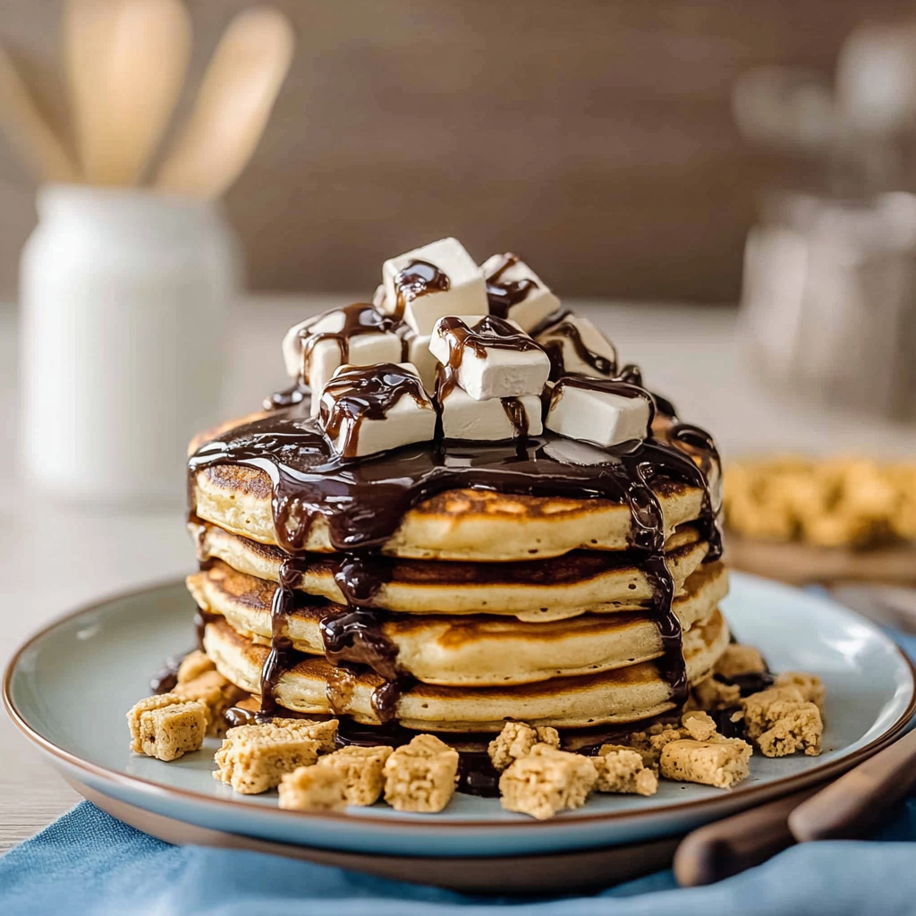 Recipe preparation for S’mores Pancakes
