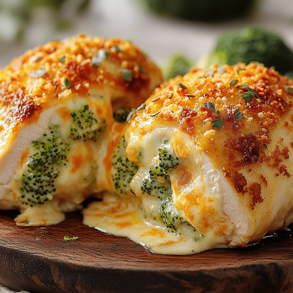 Recipe preparation for Broccoli and Cheese Stuffed Chicken