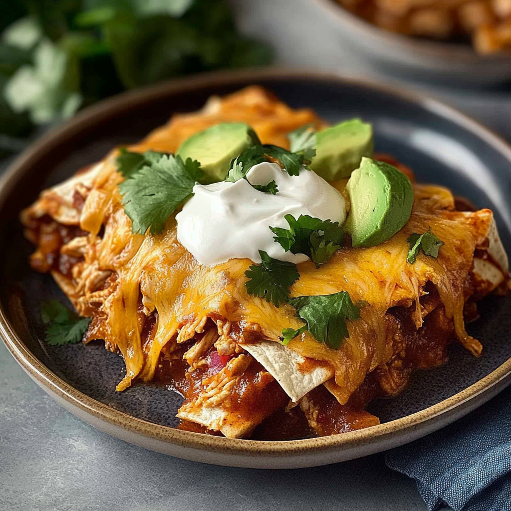 Recipe preparation for Crockpot Chicken Enchiladas Casserole