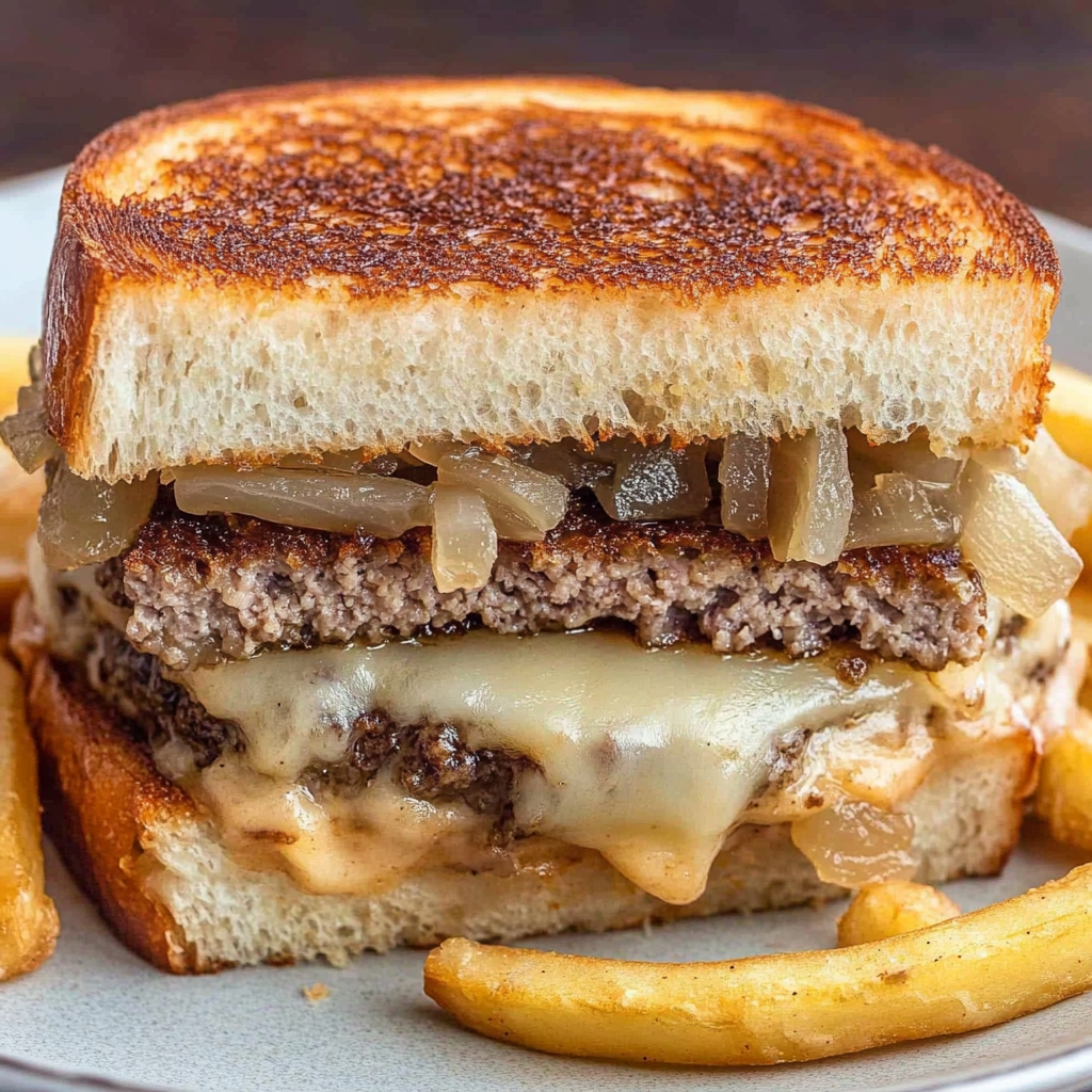 Recipe preparation for French Onion Patty Melt