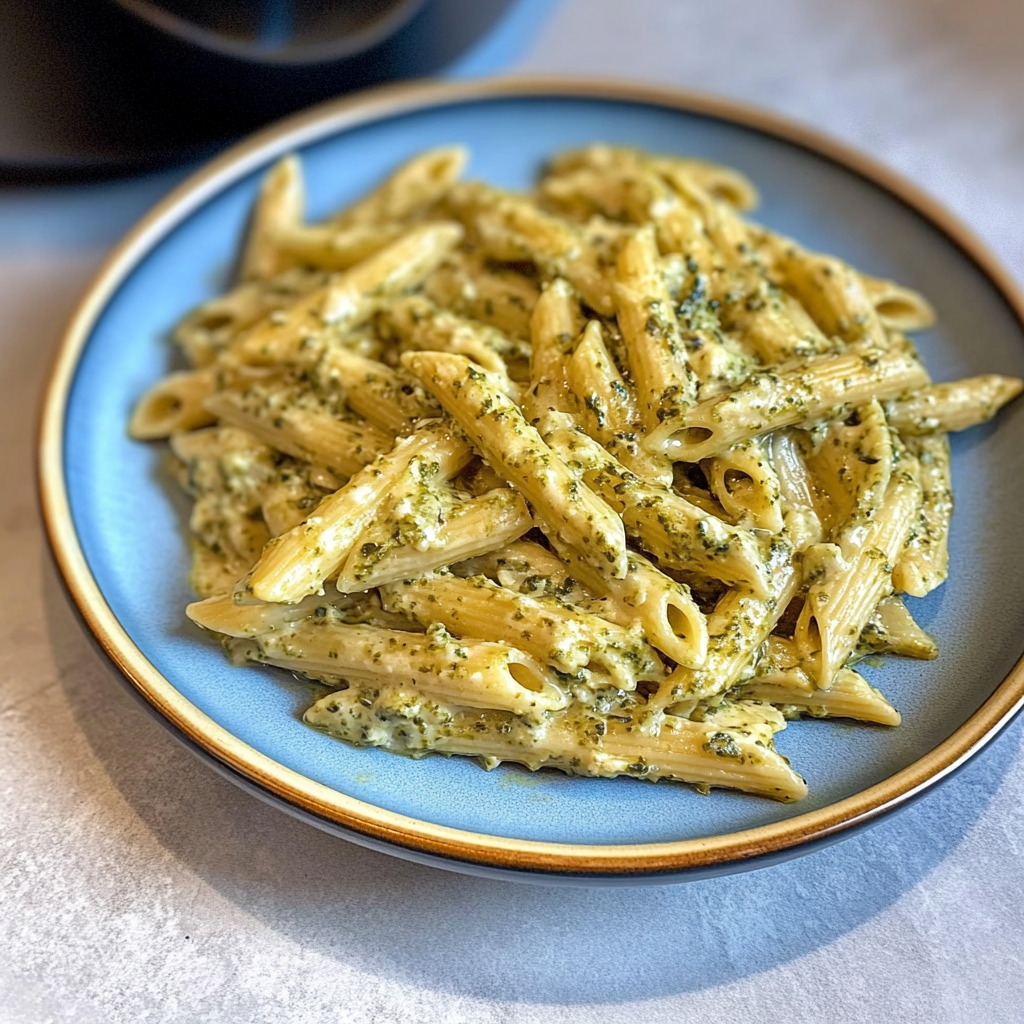 Recipe preparation for Creamy Pesto Sauce Pasta