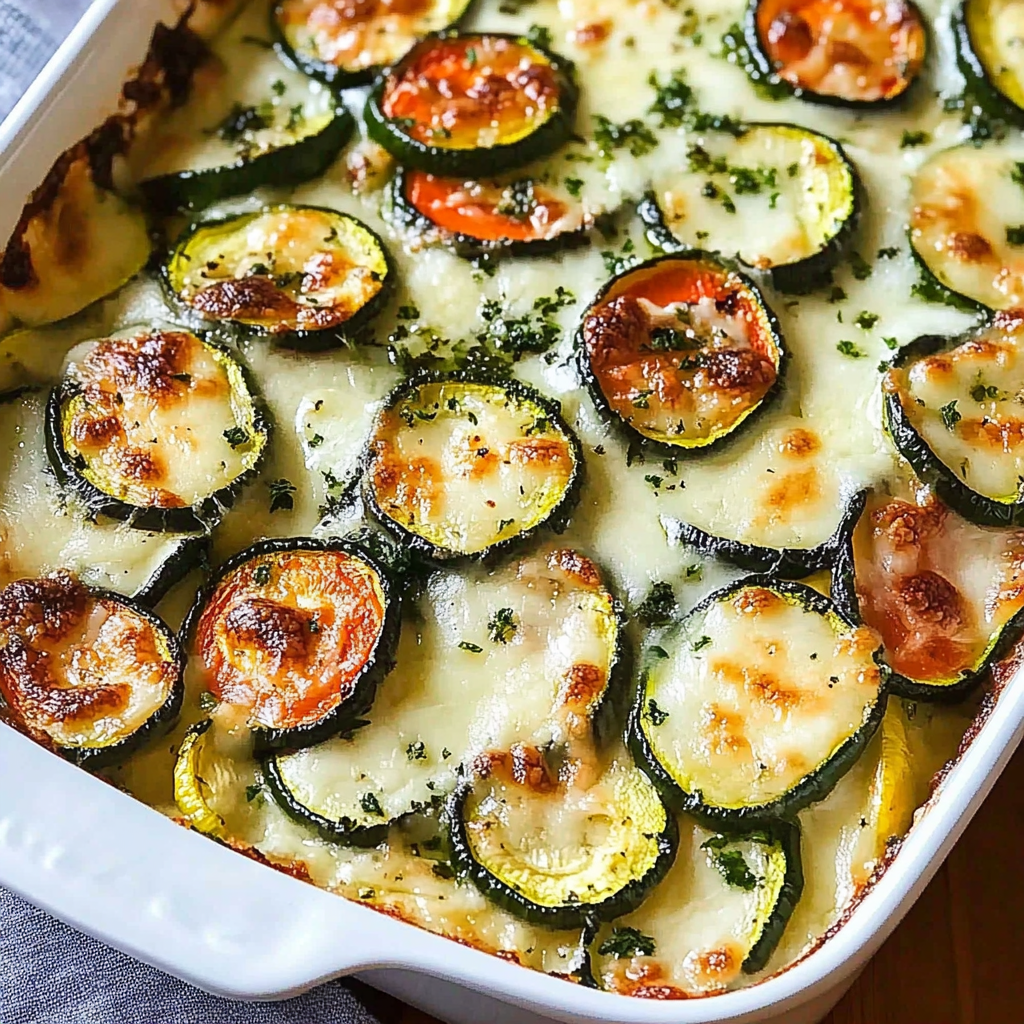 Recipe preparation for Baked Zucchini and Cheese