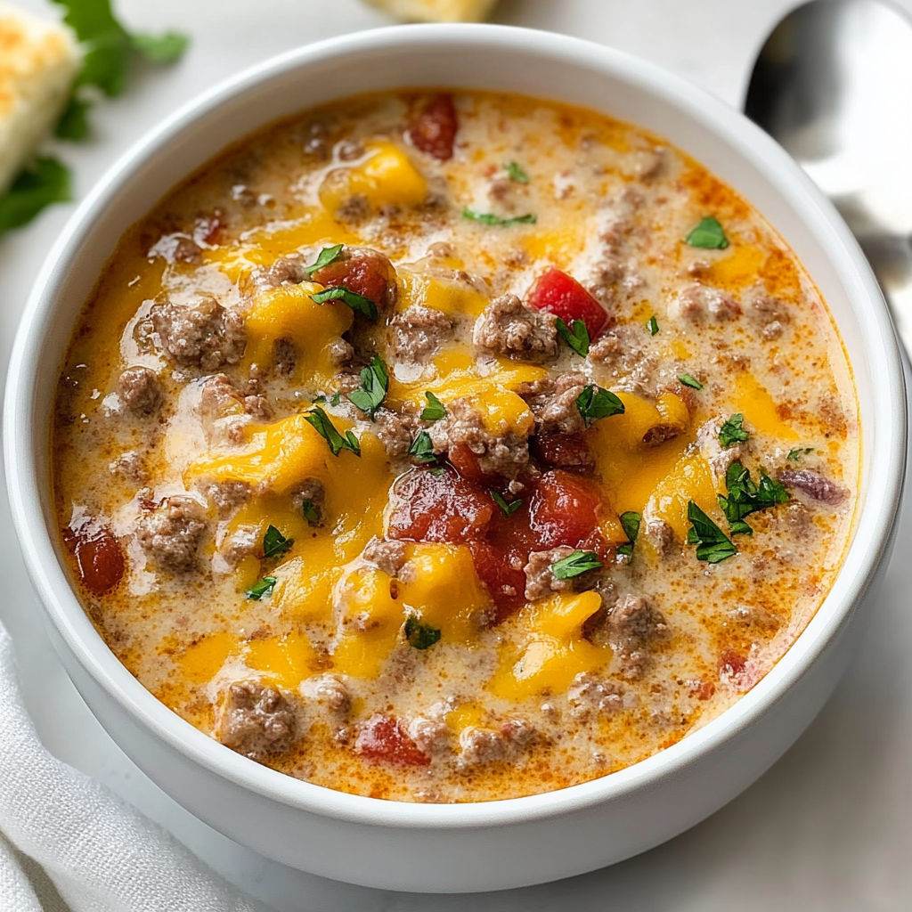 Recipe preparation for Cheeseburger Soup