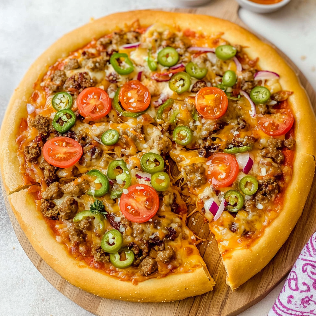 Recipe preparation for Cheeseburger Pizza