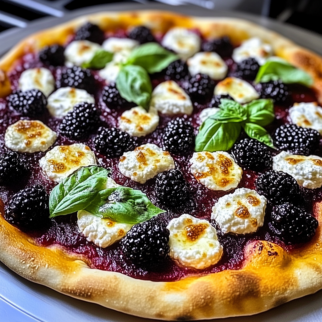 Recipe preparation for Blackberry Ricotta Pizza