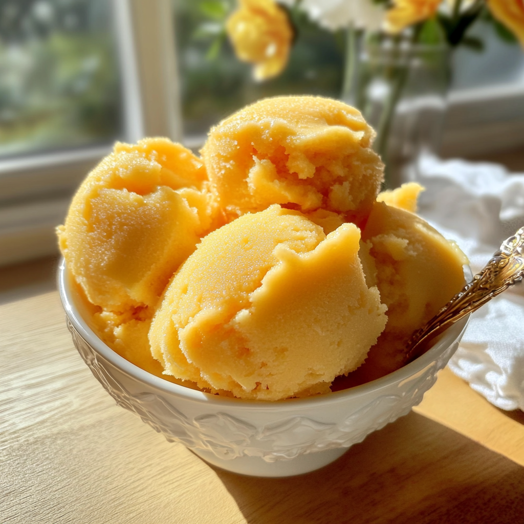 Recipe preparation for Peach Sorbet