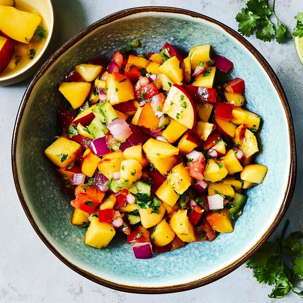 Recipe preparation for Peach Salsa