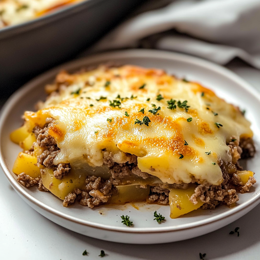 Recipe preparation for Cheesy Hamburger Potato Casserole